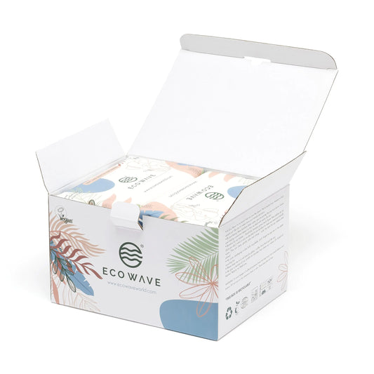 Eco Wave Baby Wipes 100% Compostable Eco-Friendly Bamboo Wipes Unscented Hypoallergenic Vegan Alcohol-Free Suitable For Sensitive Skin (Pack of 6)