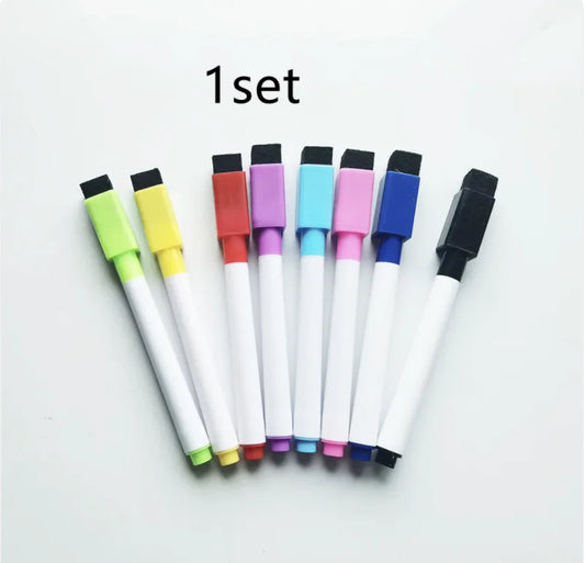 Eco-Friendly Whiteboard Markers with Eraser - 8-Piece Set for Kids