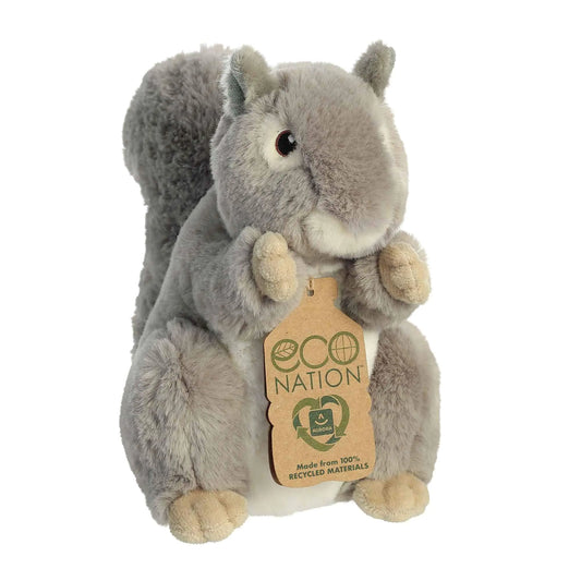 Aurora® Eco-Friendly Eco Nation™ Squirrel Stuffed Animal - Environmental Consciousness - Recycled Materials - Gray 8 Inches