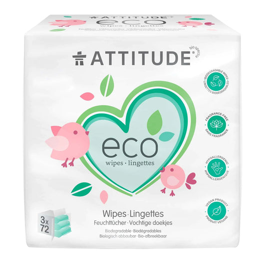 ATTITUDE Eco Wipes Fragrance-Free 216 Wipes