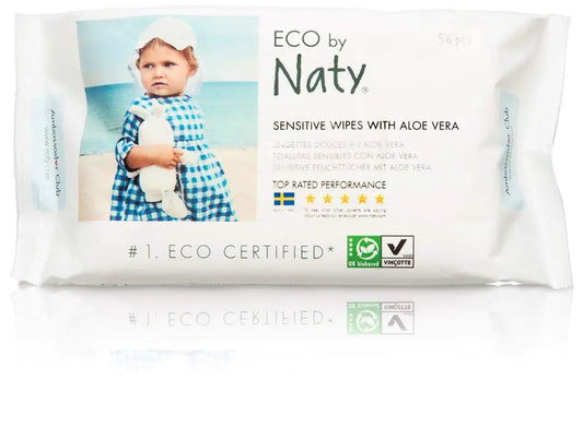 Naty Eco-Sensitive Baby Wipes with Aloe - Resealable Top - 56 ct