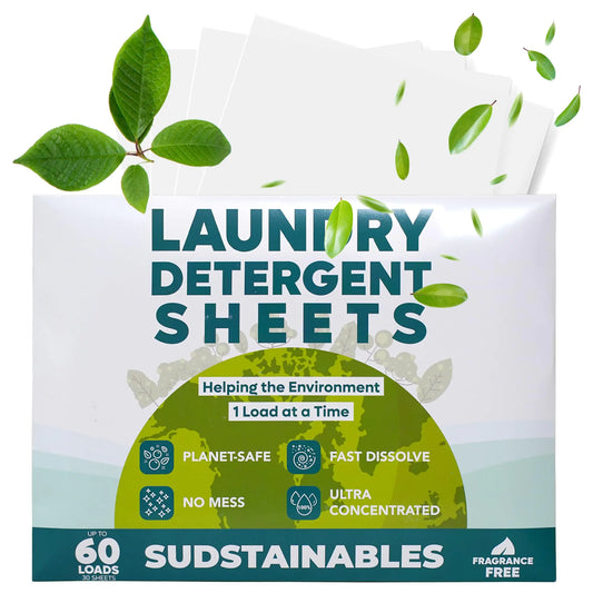 Laundry Detergent Sheets (60 Loads) - Eco Friendly Laundry Soap Detergent Strips I Eco Friendly Zero Waste Plastic Free Travel friendly Planet Friendly 30 Sheets - Unscented