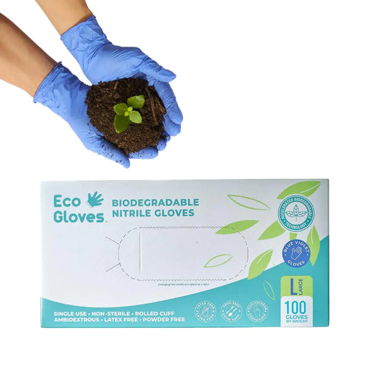 Eco Gloves Eco-friendly Biodegradable Nitrile Disposable Gloves Powder Free Latex Free | Food Prep Beauty Tattoo Cleaning 100PCS/Box (Pack of 100 Medium)