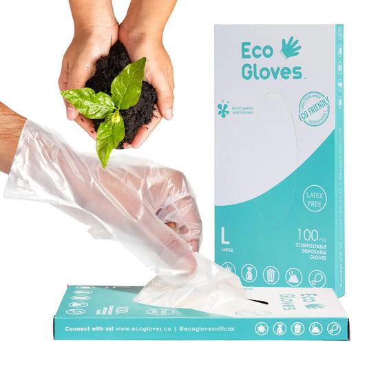 Eco Gloves Plant-Based Compostable Gloves Eco-friendly Latex Free Powder Free BPA Free for Food Safety Cleaning Pet Care | Pack of 100 | Clear (X-Large)