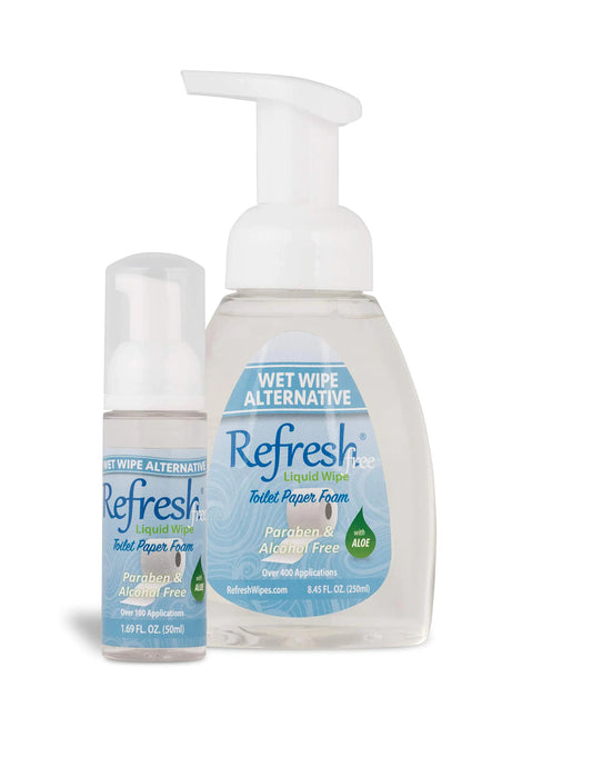 Refresh Liquid Wipe Free: Toilet Paper Foam. Eco-Friendly Wet Wipe Alternative For Sensitive Skin with Aloe and Witch Hazel. Plumbing Safe. 250ml/50ml Combo (10.14 Total Fl Oz).…