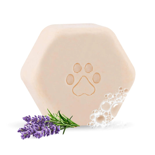 Natural Dog Shampoo Bar with Colloidal Oatmeal Lavender and Vanilla | Eco-Friendly Long-Lasting Dog Bath | Sensitive Skin | Sulfate-Free Nourishing Oils for Shiny Coat | Dog Essentials | Oliva 60