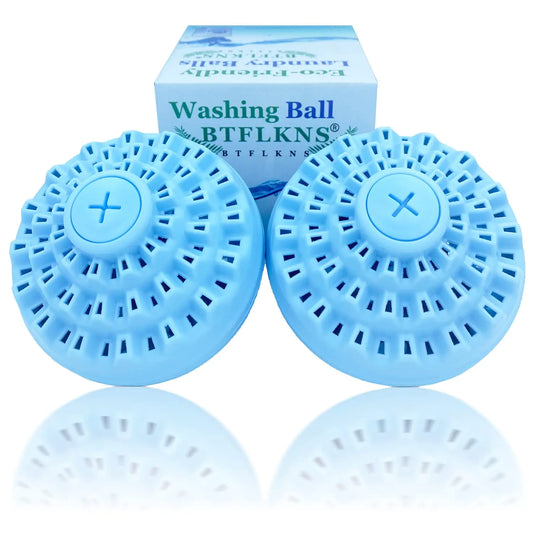 BTFLKNS® Laundry Balls Set Eco-Friendly Super Washing Machine Laundry Ball All Natural Washer Ball Laundry Detergent Alternative With A Storage Bag and 200g Ceramic Ball(2pcs BallsBlue)